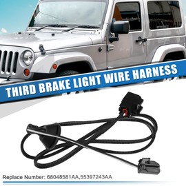 uxcell Third Brake Light Wire Harness for Jeep Wrangler JK 2/4 Door 2007-2018 18AWG 3rd Center High Mounted Stop Lamp Harness Extension No.68048581AA/55397243AA/55397217AC/55397217AJ