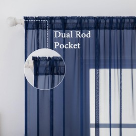 MIULEE 2 Panels Solid Color Sheer Window Curtains Elegant Window Voile Panels/Drapes/Treatment for Bedroom Living Room (54X72 Inches Dark Blue)
