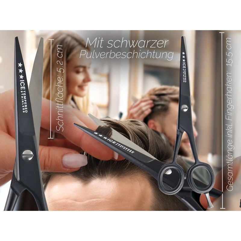 Premium Hairdressing Scissors with Micro Teeth - Finger Rest -