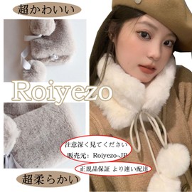 Roiyezo Women's Scarf, Faux Fur, Tippet Scarf, Snood, Fluffy, Neck Warmer, Fall and Winter, Cold Protection, Warm Scarf, Birthday, Christmas Gift, Women's Mother's Day, gray