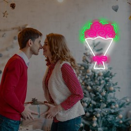 YingyiYing Flowers Neon Lights Flowers LED Light Wall Decor - Bouquet Decoration for Home, Wedding, Party and Romantic Gift