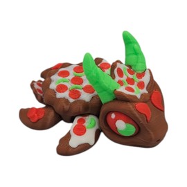 Articulating Turtle Fidget Animal Figurines – Unique 3D Printed Collectibles, Poseable Desk Animals For Adults, Stress Relief and Display Gift (PIZZA TURTLE)