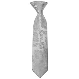TIES R US Pre Tied Silver Paisley Boys Tie Age 4-7