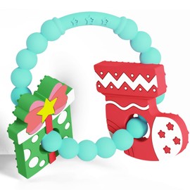 Christmas Baby Teething Ring Toys – Christmas Gift & Stocking Teethers for Newborns, Infants & Toddlers – Sensory Chew Bracelet for Teething Relief – Perfect Baby’s First Christmas Basket Stuffers