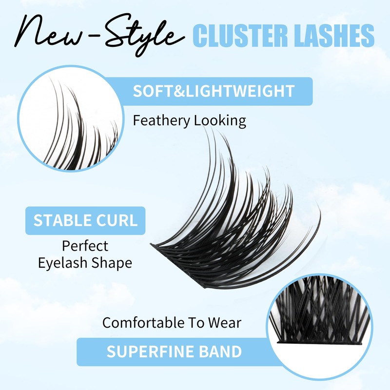 Cluster Lashes GEMERRY Lash Clusters Fluffy Individual Lashes Two Styles