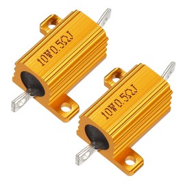 sourcing map Aluminium Housing Resistor 10 W 0.5 Ohm Wire Wound for LED Converter with Rod Post 10W0.5RJ Pack of 2