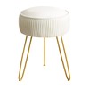 LUE BONA Pleated Vanity Stool, Velvet Upholstered Vanity Stool for