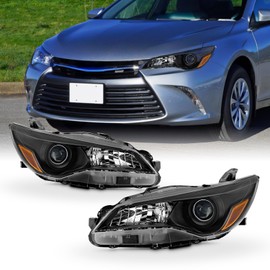 AKKON - Fits 2015 2016 2017 Toyota Camry Projector Black Headlights Pair Driver Left+Passenger Right Replacement