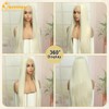 Queentas 13x3 Lace Front Wig Platinum Blonde Long Straight Synthetic