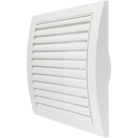 White Extractor Hood Vent 5 Inch / 125 mm with Flange and Built-in Mesh Protection Shield, Ventilation Slit Cover, HVAC Exhaust Duct Cover, Exhaust Cap