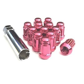AVN Motorsports 12x1.5 Spline Tuner Lug Nuts Wheel Locks (20 Lugs & 1 Key Included) (12mmx1.50 Thread Size) (Pink)