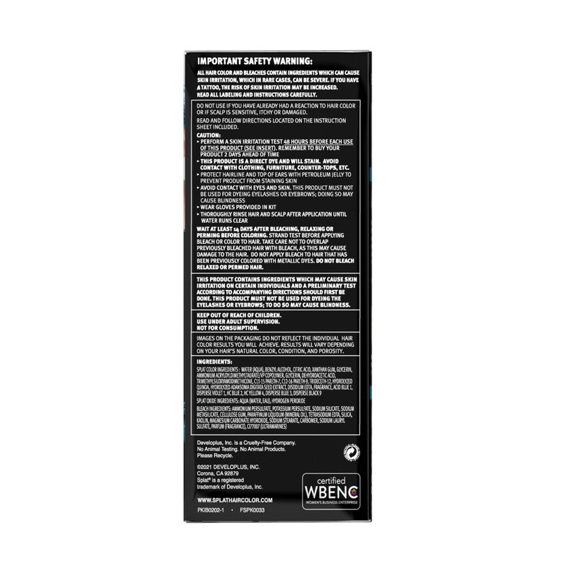 Splat Pure Sapphire Semi Permanent Hair Dye Kit with Bleach,