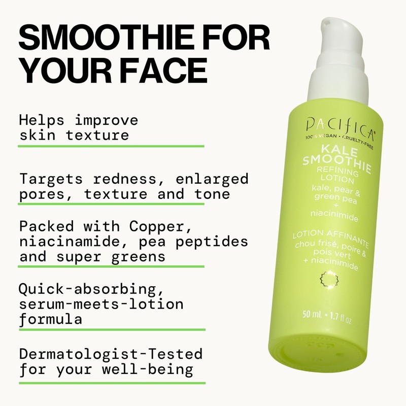 Pacifica Beauty Kale Smoothie Refining Lotion Face Moisturizer Serum Assists