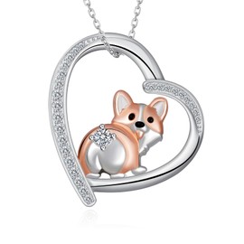 Feijiesi Corgi Gifts for Corgi Lovers 925 Sterling Silver Cute Corgi Necklace Dog Jewelry Gifts for Women Corgi Lover