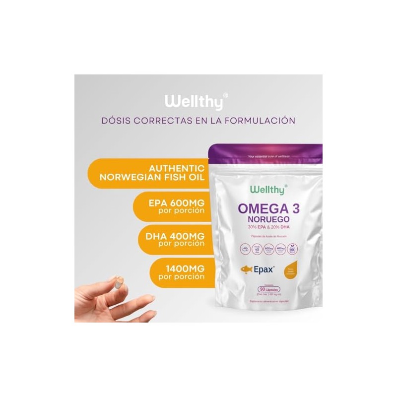 Wellthy Omega 3 Epax® 90 Cápsulas Ácidos Grasos 2000mg. Aceite