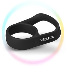 WATER.IO Smart Water Bottle Carrier Handle - Durable Bottle Handle with Innovative Design, Flexible Grip, and Easy Installation. Lightweight BPA/BPS Free Silicone for Comfortable Carrying (Black)