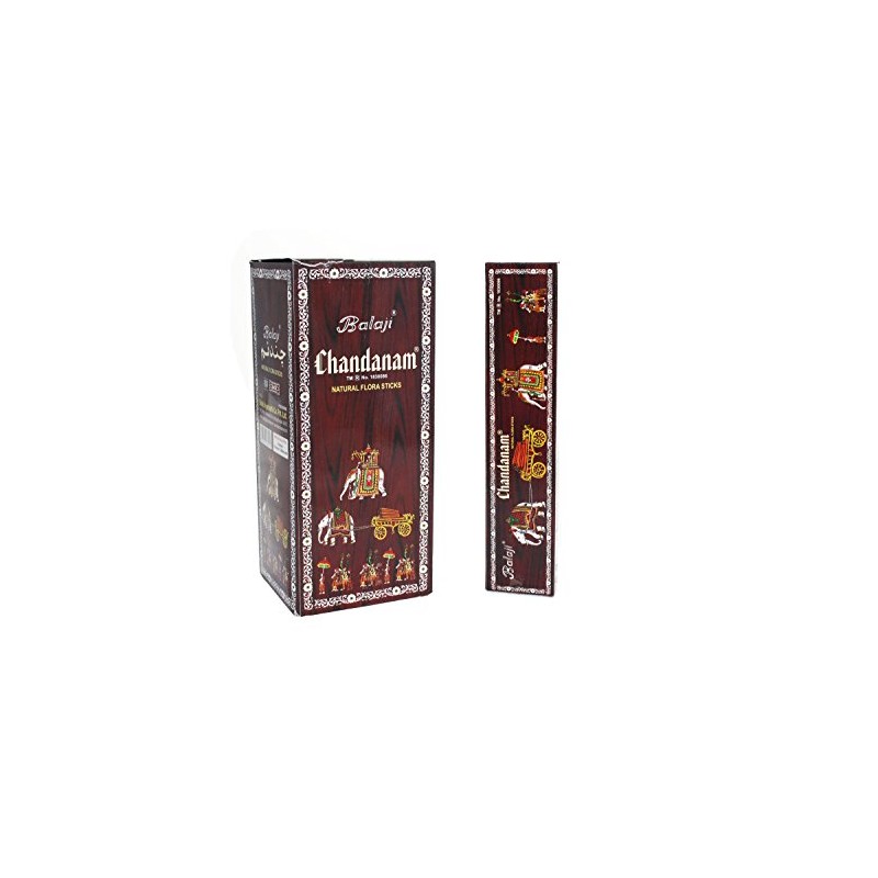 Balaji Chandanam Sandalwood Natural Flora Incense Sticks, (12 units x