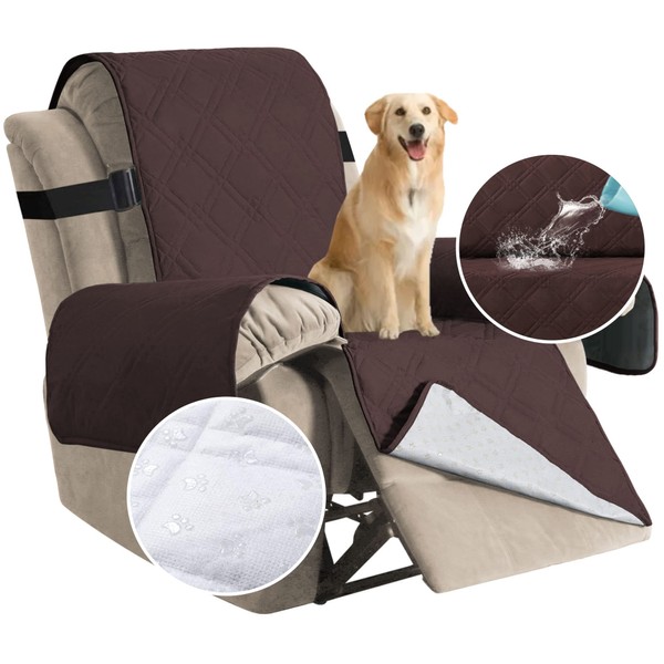 H.VERSAILTEX 100% Waterproof Recliner Chair Cover Non Slip Recliner Covers for Large Recliner Washable Recliner Chair Slipcovers Furniture Protector for Kids, Pets((Oversized Recliner, Brown)