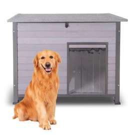 Seiyierr Dog House Outdoor with Prevent Chewing Iron Frame, Cat Houses Removable Floor and Open Roof for Dogs,Cats,Rabbits Animals