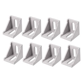 sourcing map Inside Corner Bracket Gusset, 40mm x 40mm for 4040 Series Aluminum Extrusion Profile, 8 Pcs (Silver)