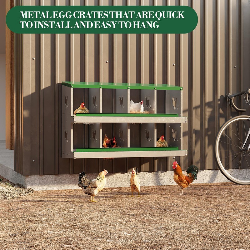 Garvee ‌Galvanized Steel Chicken Nesting Box with Roll Out Egg