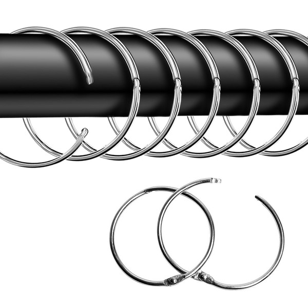 20 anelli per tende da aprire, 50 mm, anelli tondi, clip in metallo per tende e aste per tende (argentato)