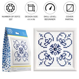 Diamond Dotz Blue on White Kit with Frame Pattern Diamond Painting Kits for Adults - Diamond Art Kits a Relaxing Creative Craft Kit with Dotz Gems 3.5"x3.5"