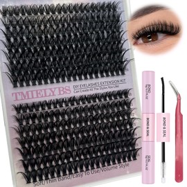 Lashes Extensions Kit Fluffy 50D Lash Clusters Kit with 280Pcs Individual Eyelash, Bond and Seal and Eyelashes Tweezers Wispy Cluster Lashes Kit for Beginners Self Application DIY At Home, by TMIELYBS