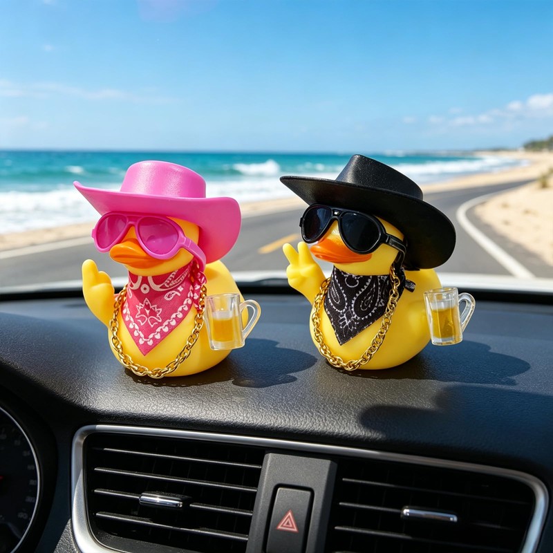 22 Pcs Rubber Duck Car Decorations, Rubber Ducks Bath Toys