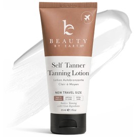 Beauty by Earth- Loción autobronceadora bronceadora: con ingredientes naturales y orgánicos, loción autobronceadora en tamaño de viaje, sin