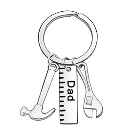 Men Gift 3D Ruler Wrench Hammer Pendant Key Chain Ring Multi Tool Charms Fathers Day Dad Gift for Family