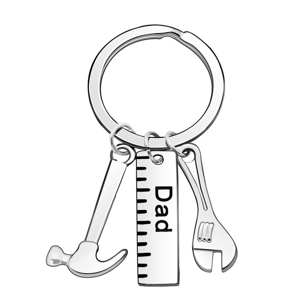 Men Gift 3D Ruler Wrench Hammer Pendant Key Chain Ring