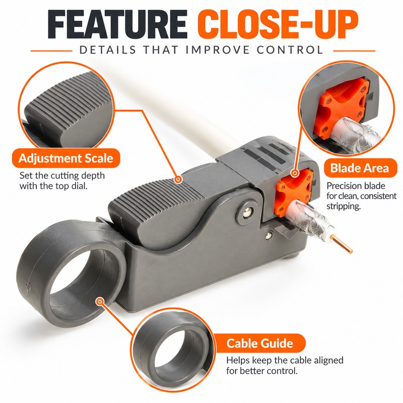 Coaxial Cable Stripping Tool for Wire Prep – Adjustable 4/6/8/9/12mm