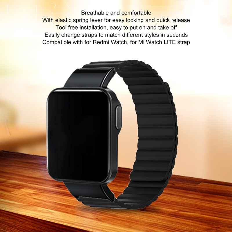 2Pcs Silicone Magnetic Watch Band Adjustable Strap for Redmi Smart