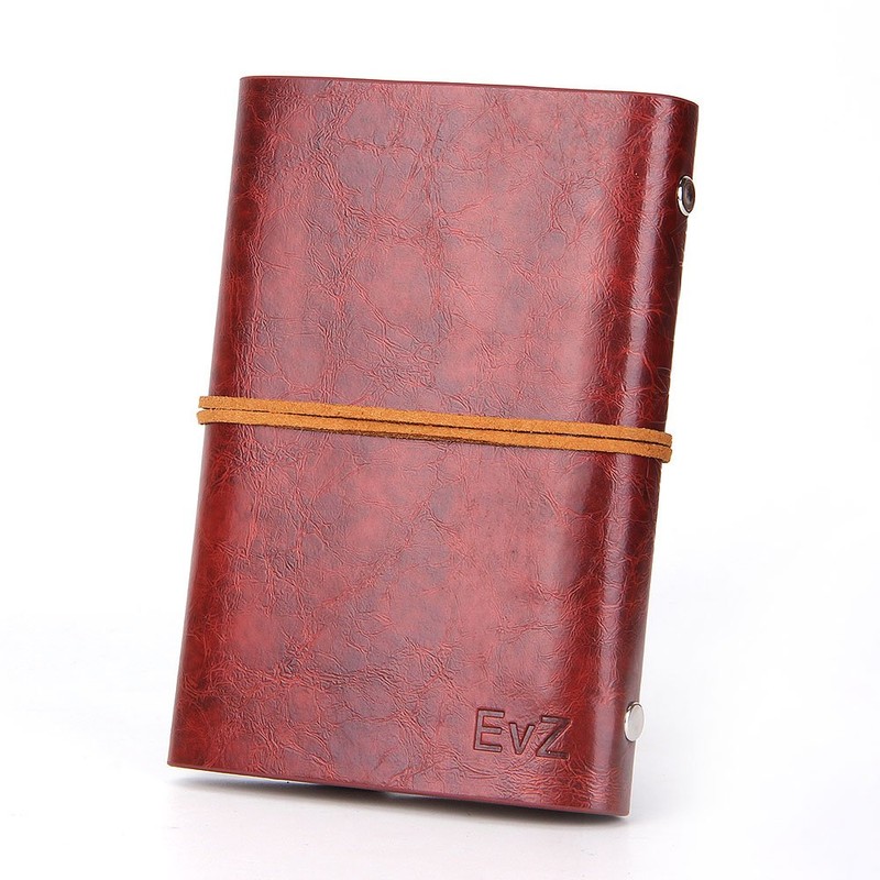 Vintage Red Brown PU Leather Cover Loose Leaf Blank Notebook