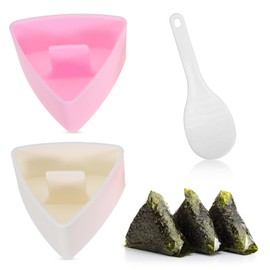 SIWOKJJO Pack of 2 Onigiri Shape, Triangle Onigiri Maker with Rice Spoon, Nigiri Sushi Maker, Rice Ball Shaper for Sushi Restaurant Family Kitchen Beginners