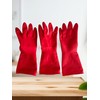 NATURAL RUBBER Latex 3 Pairs Plush Cleaning Gloves for Household