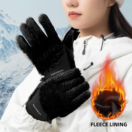 ROCKBROS Winter Gloves Men Women Long Black Windproof Cycling Gloves Touch Screen Thermal Gloves for Running Driving Work
