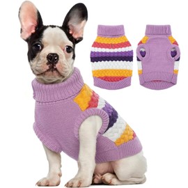 Kuoser Dog Sweater, Dog Sweaters for Medium Dogs Girl Boy, Classic Pet Knitted Sweatshirt Warm Pullover, Dog Holiday Sweater Winter Clothes for Christmas Thanksgiving Outfit, Purple M