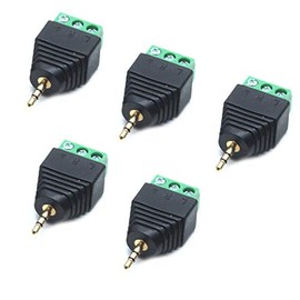 Sscon 5pcs 2.5mm Stereo Audio Male Plug to AV 3-Screw Terminal Block Balun Connector Adapter (3 pin Male)