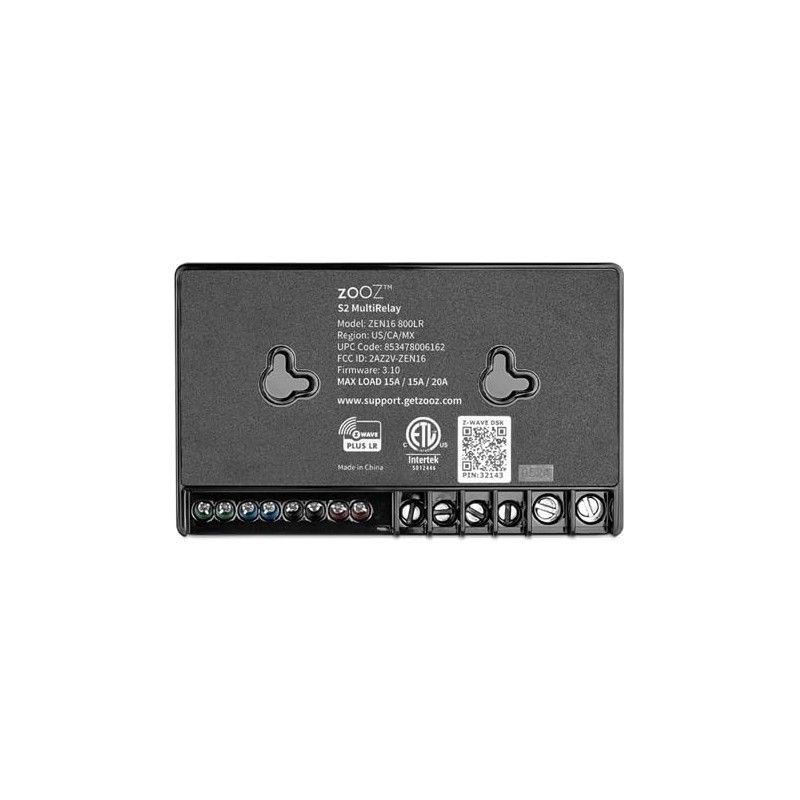Zooz Z-Wave Long Range MultiRelay ZEN16 800LR for Garage Doors,