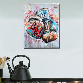 Tucocoo Boxing Gloves Color Graffiti Painting by Numbers for Adults Wall Art Home Decor for Living Room 16x20Inch