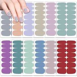 12 Hojas de Pegatinas para Uñas, 168 Piezas de Tiras de Uñas de Sólido