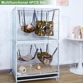 Hedgeink Hamster Hammock House 4Pack Rat Cage Accessories Washable Guinea Pig Bed Hideout Soft Ferret Hanging Nest Swing Small Animals Bedding Hut for Chinchilla Sugar Glider Squirrel