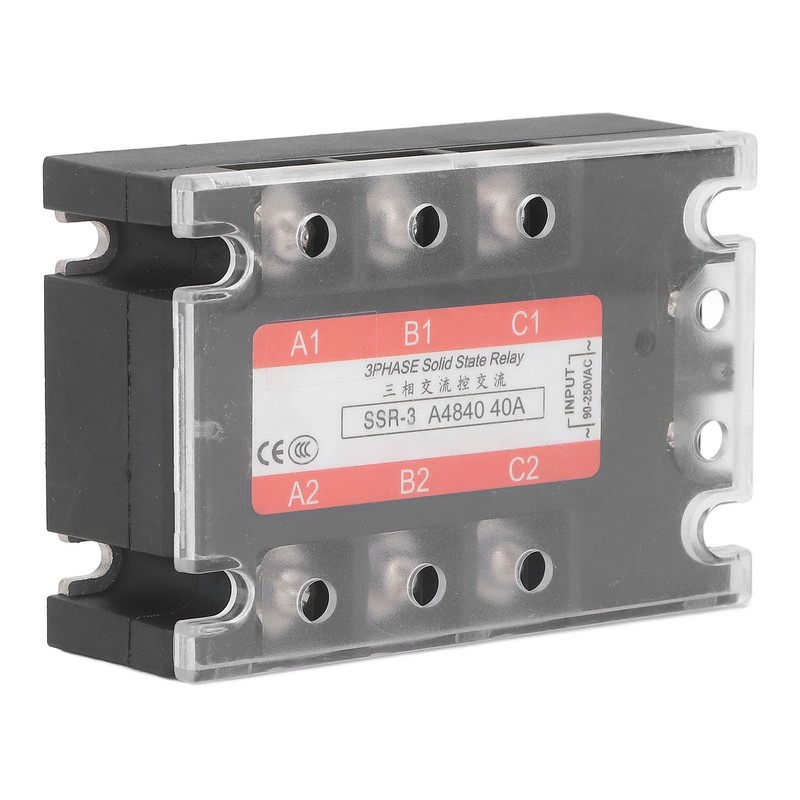 3 Phase Solid State Relay 40A LED Indicator Transparent Cover
