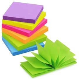 Pop Up Sticky Notes 3x3 inch Bright Colors Self-Stick Pads 6 Pads/Pack 100 Sheets/Pad Total 600 Sheets