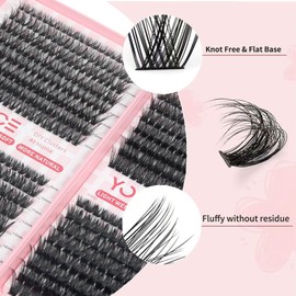 Yomice Individual Lashes Clusters Eyelash Extensions 640PCS Fluffy Individual Eyelashes 50D+60D+80D+100D Thick Cluster Lashes Wispy Lashes D Curl 9-16mm Natural Eyelash for Daily Party(50D-100D)