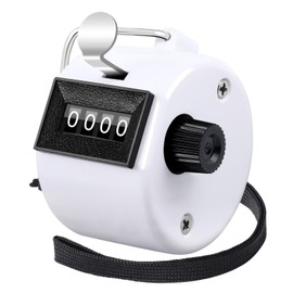 FEBSNOW White Handheld Tally Counter Clicker 4 Digital Number Click Counter for School Event Golf Sports Office Stadium