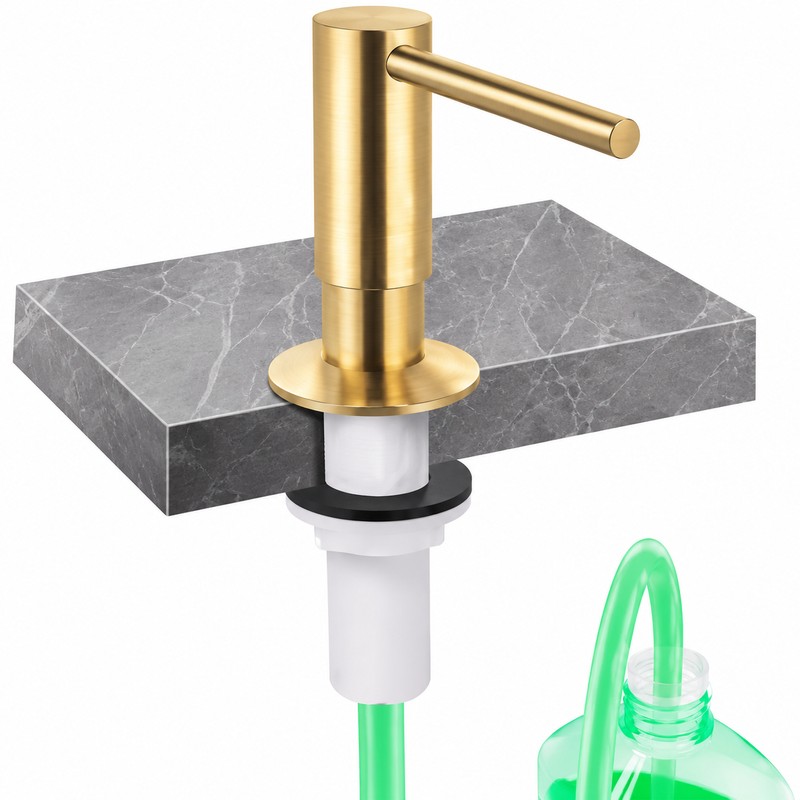 Brass Liquid Soap Dispenser for Kitchen Sink & Bathroom –