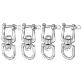 sourcing map Heavy Duty M4 Double Swivel Eye Hook, 304 Stainless Steel Ended Eye x Jaw Chain Swivel Shackle Ring Connector Load 90 KG/198 lbs for Hanging, Pack of 4